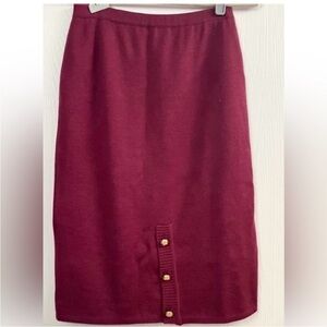Salvatore Ferragamo Wool Knit Pencil Deep Red Skirt Size M